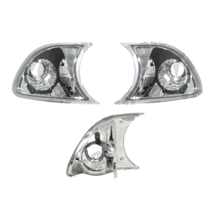 Set Lampa semnalizare fata Bmw Seria 3 (E46), Coupe/Cabrio, 05.1999-09.2001, stanga+dreapta, Fata, transparent, argintiu; tuning,