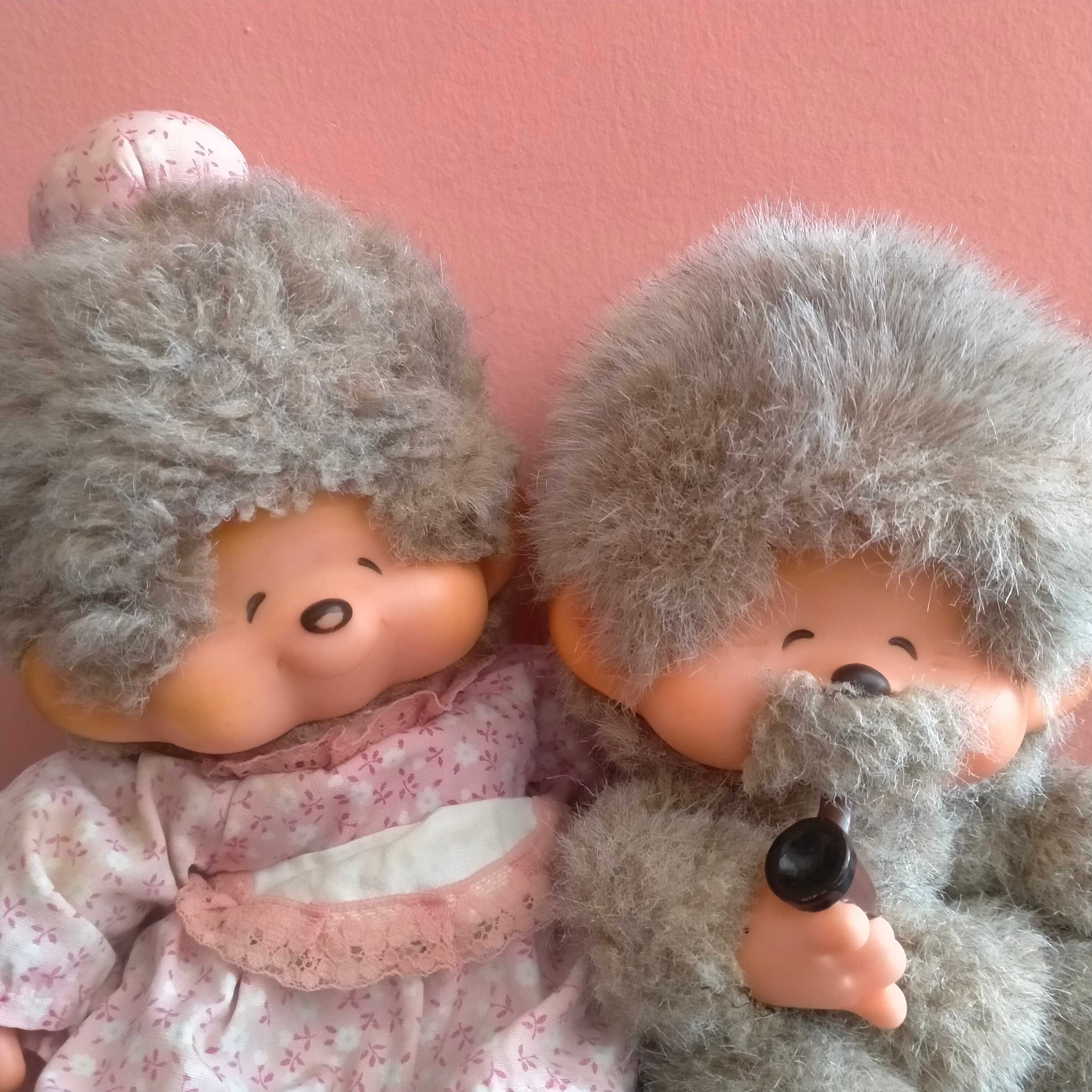 Стара плюшена играчка мончичи Sekiguchi Monchhichi Granny + Grandpa