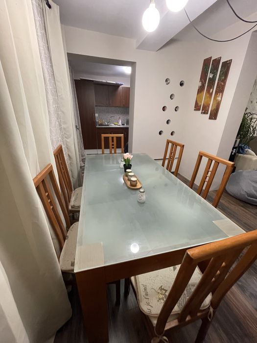 Маса ! Масивна трапезна маса + подарък 6 стола