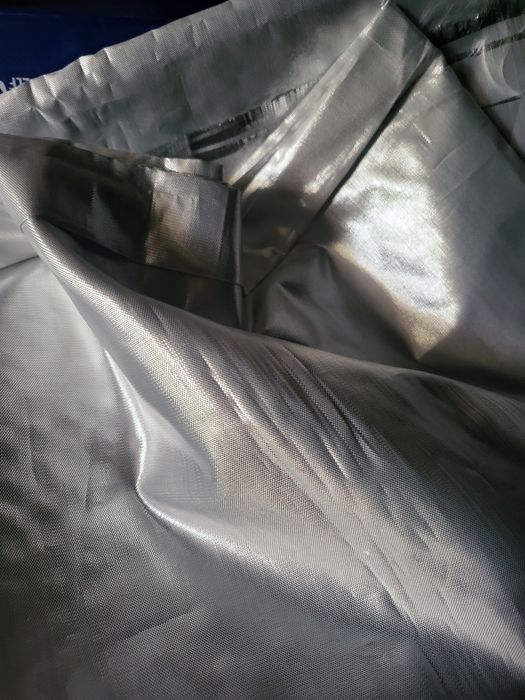 Отрез ткани парча серебряная новый 140×2м.