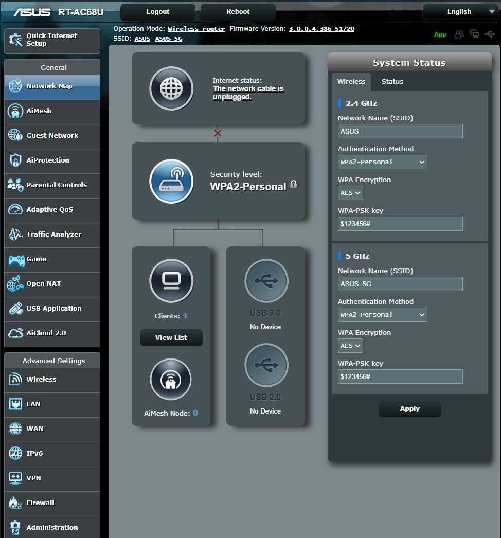 Router ASUS RT-AC68U / RT-AC1900 - 2.4/5.0 GHz, USB 3.0, 256GB RAM