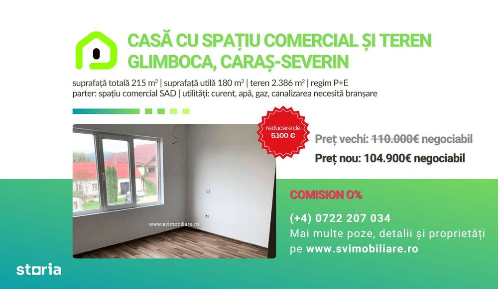 Comision 0 - Casa cu spatiu comercial si teren de 2877 m2 in Glimboca