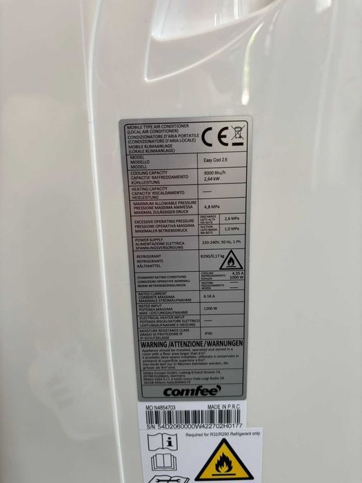 Aparat de aer condiționat mobil Comfee Easy Cool 2.6 kW, 9000 BTU, alb