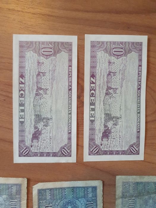 Bancnote una suta lei (X10) si zece lei (X2) -1966