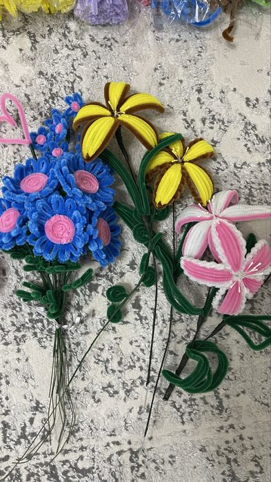 Синельная проволока, готовые цветы, фурнитуры