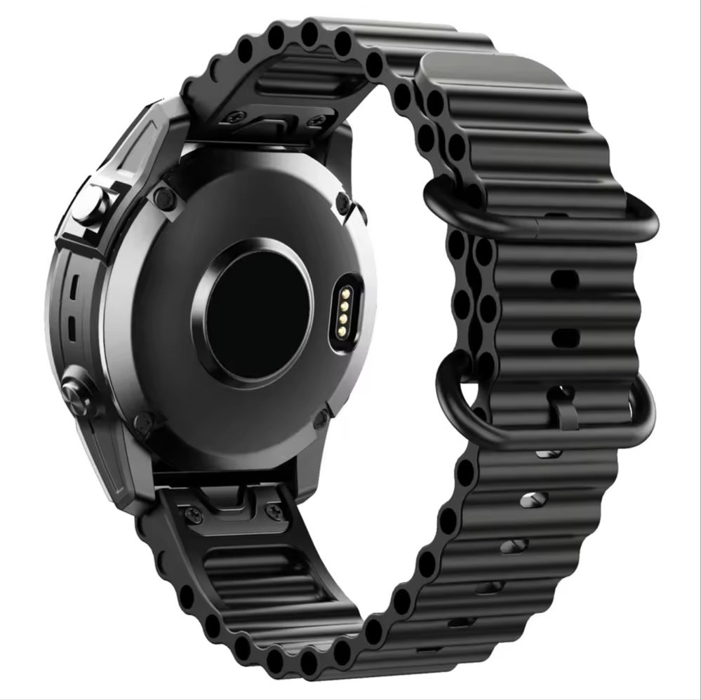 Черна силиконова каишка Ocean band за Garmin 26 mm