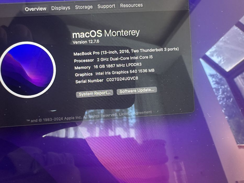 Macbook Pro 13 impecabil a1708 500GB 16GB RAM