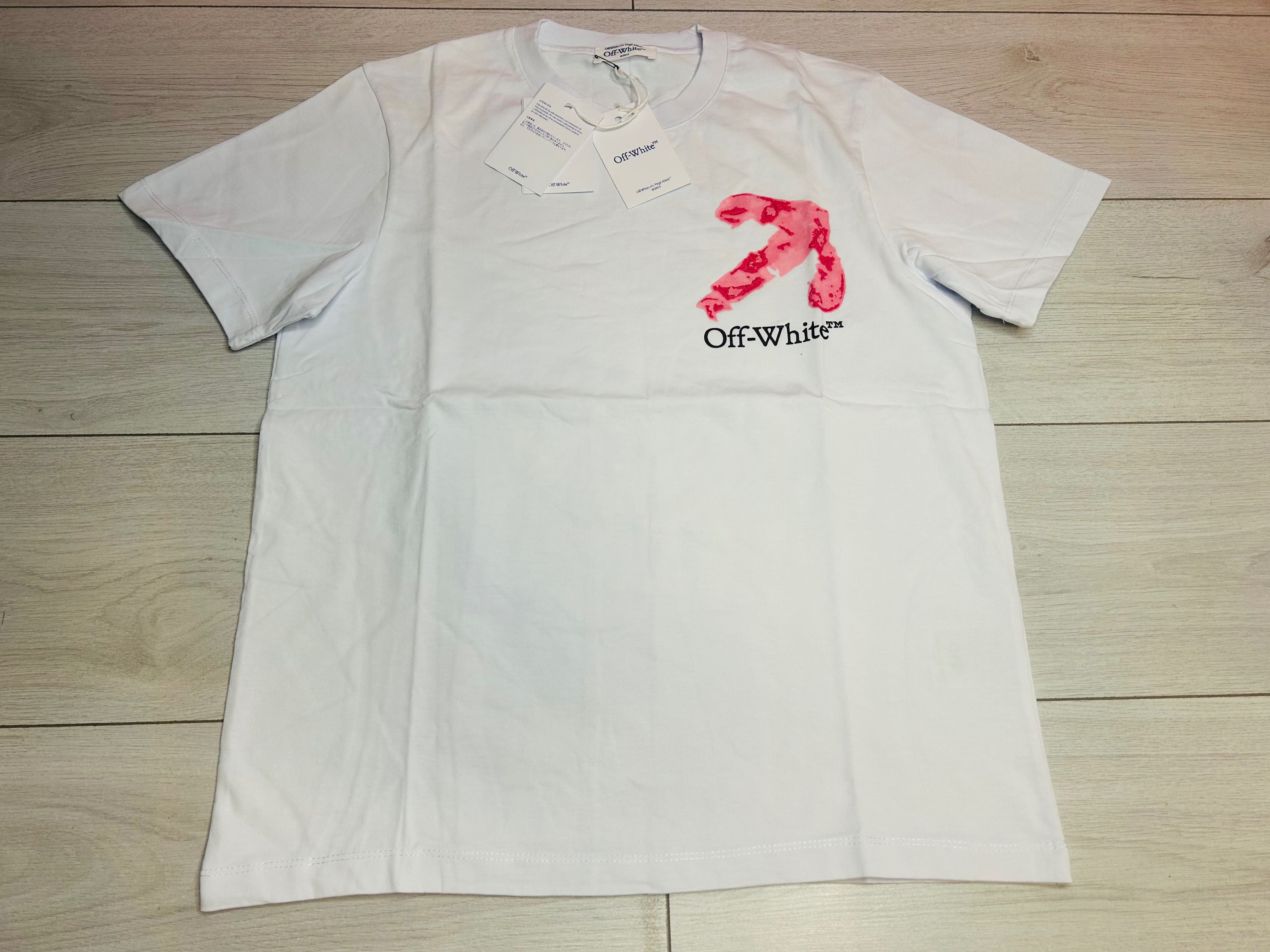 Tricou off white manual print pink new collection 2025