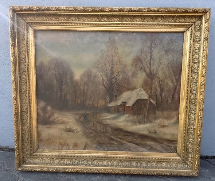 Ulei pe panza o lucrare deosebita semnata încadrată într-o ramă lata d