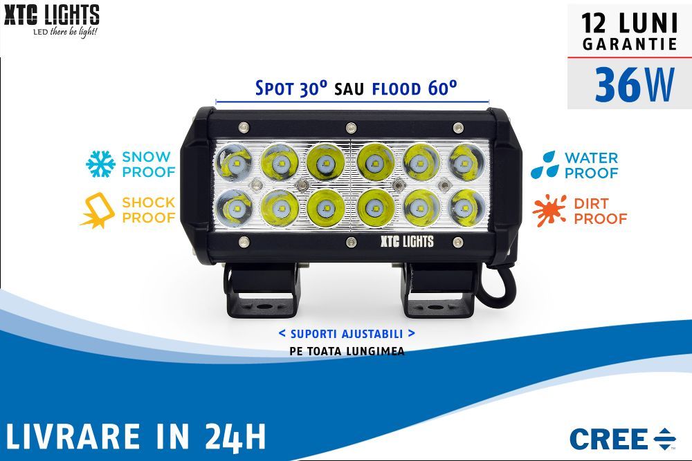 Transport GRATUIT Proiector Led Bar 36W Leduri CREE ORIGINALE