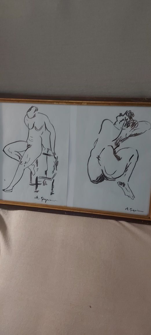 Tablou vechi,grafica, semnat autor ,deosebit.