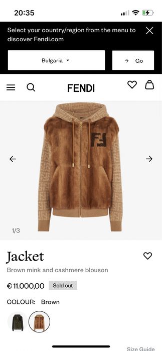 Fendi палто норка и кашмир