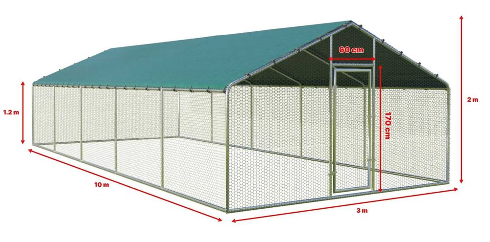 Пилчарник с PVC покрив 3х4 3х8 и 3х10 м птичарник, клетка за птици