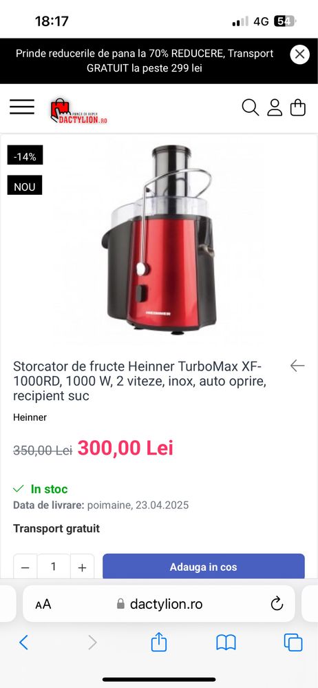 Aparat  stors fructe/legume