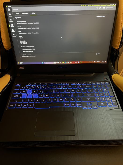 Asus Tuf F15 FX506L I7 Gtx 1650 4gb 32Gb Ram 1.5TB SSD 144Hz