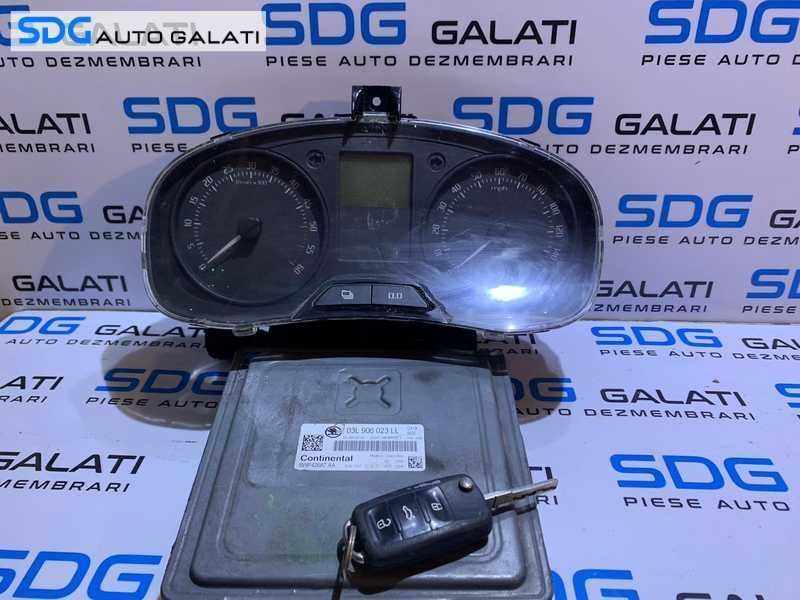 Kit Pornire ECU Calculator Motor Cip Cheie si Imobilizator cu Ceas Ceasuri Bord Skoda Rapid 1.6 TDI CAY CAYB 2006 - 2015 Cod 03L906023LL 03L906023LK