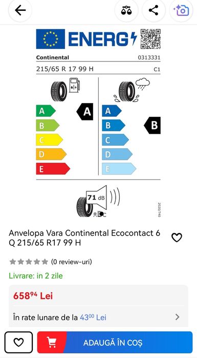 Anvelope vara Continental EcoContact 6Q 215.65.R17