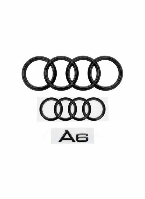 Set Embleme Audi Negru Lucios – Fata + Spate + Scris Model