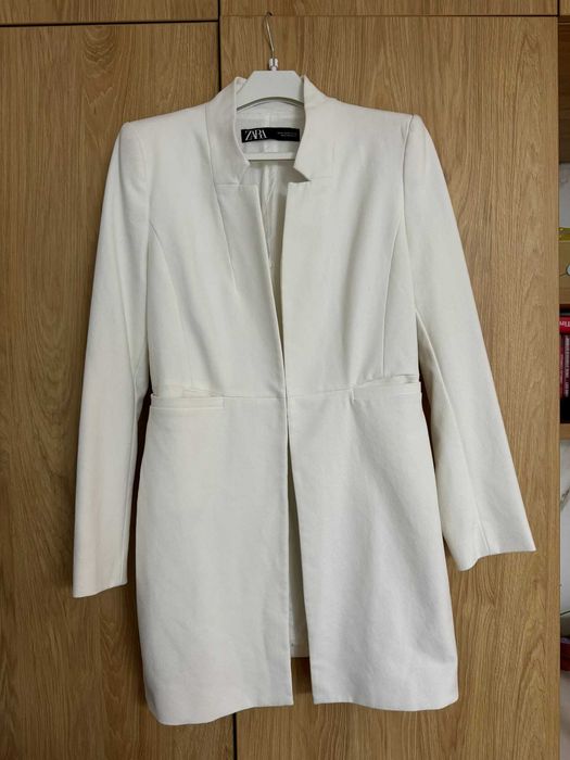 Sacou lung Zara M - femei - alb ivory NOU