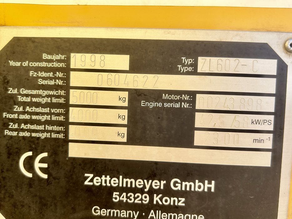 Incarcator frontal - vola Zettelmeyer 602