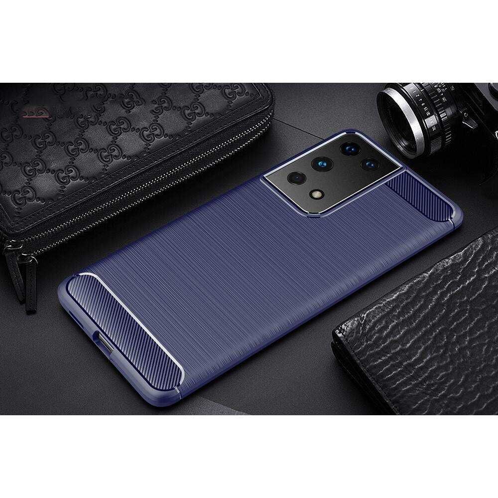 Husa Gel Carbon Piele +Folie SAMSUNG Galaxy S20 Plus FE S21 Ultra S10e