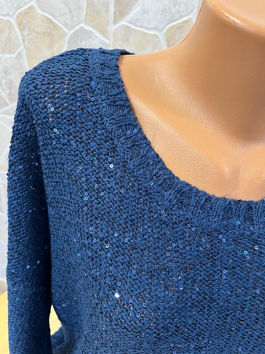Pulover dama Warehouse  albastru mai închis în realitate