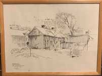 Tablou desen grafic creion arhitectura oras olanda suedia vintage