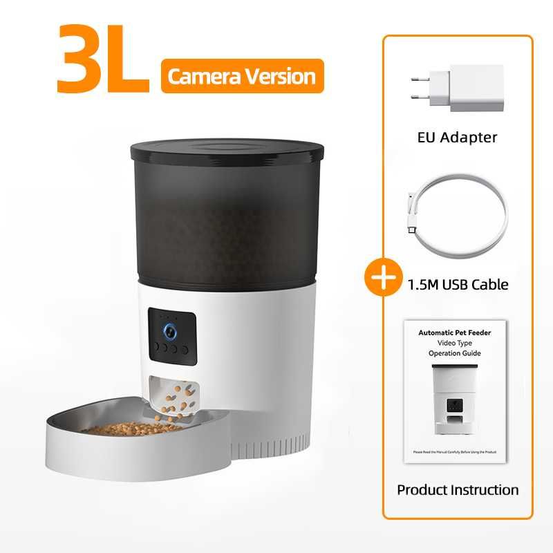 Hranitor automat pentru pisici si caini cu camera video si wifi