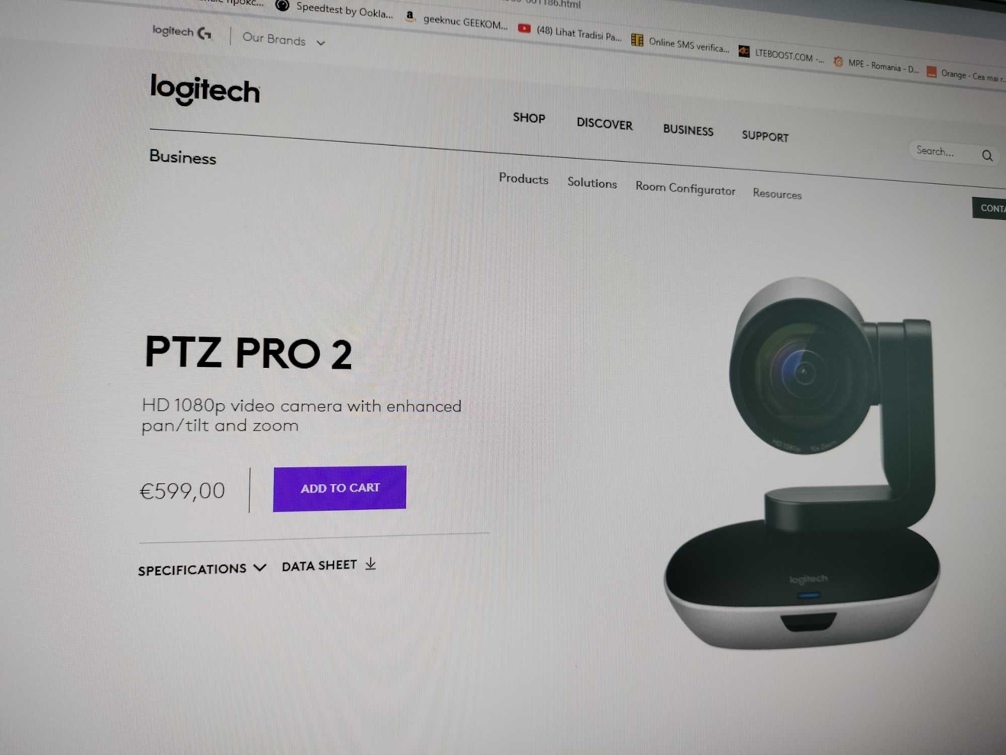 Logitech PTZ pro 2 web cam