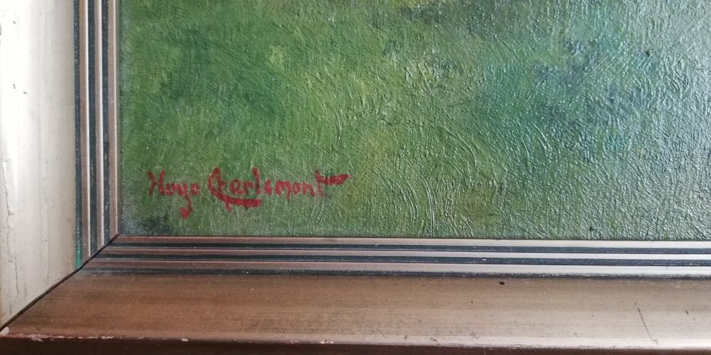 Peisaj anii 1900 pictor austriac Hugo Charlemont - ulei pe carton