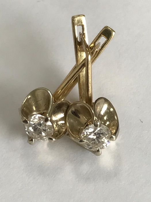 Золотые серьги желтое золото СССР