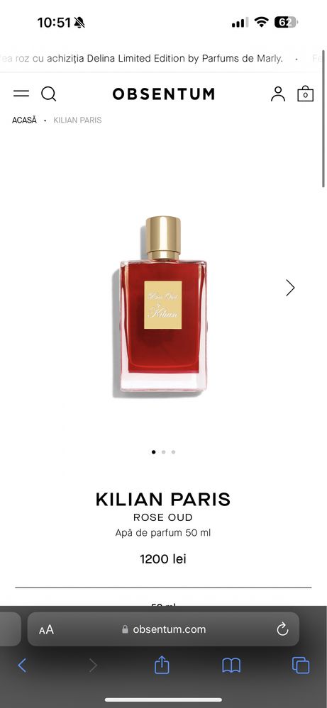 Vând parfum original Killian Rose Oud 50 ml