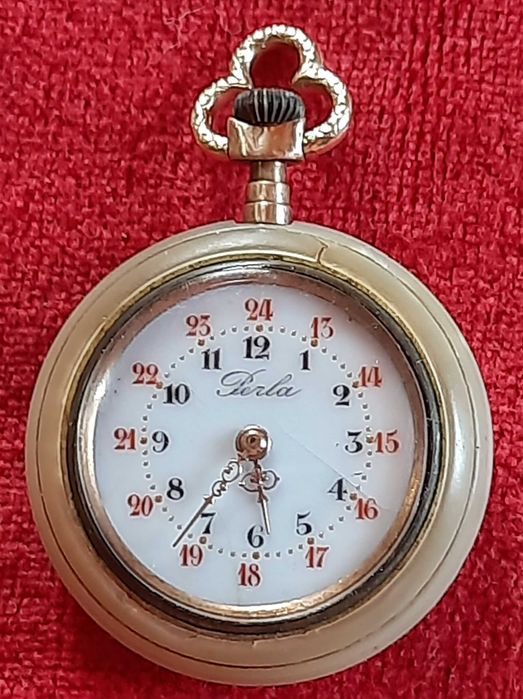 Vintage Swiss Open Face Mother of  Pearl pocket watch 1900