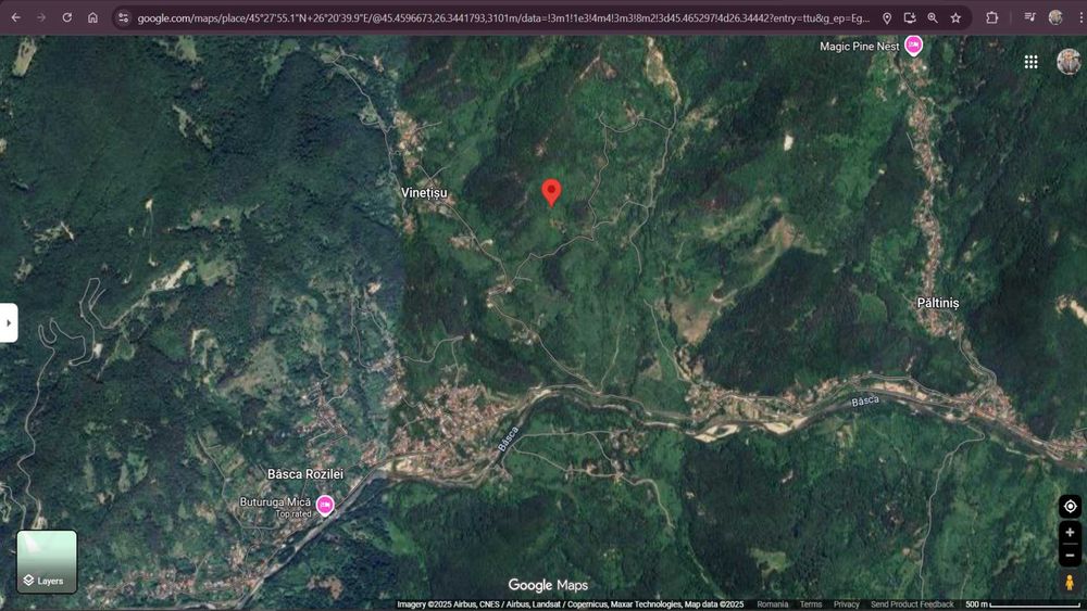 Vand teren zona Nehoiu , Basca Rozaliei , Vinetisu