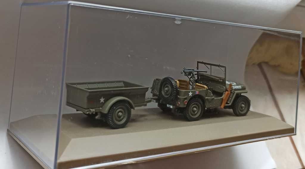 Macheta Jeep Willis MB+remorca Armata SUA 1944 WW2 - Atlas 1/43