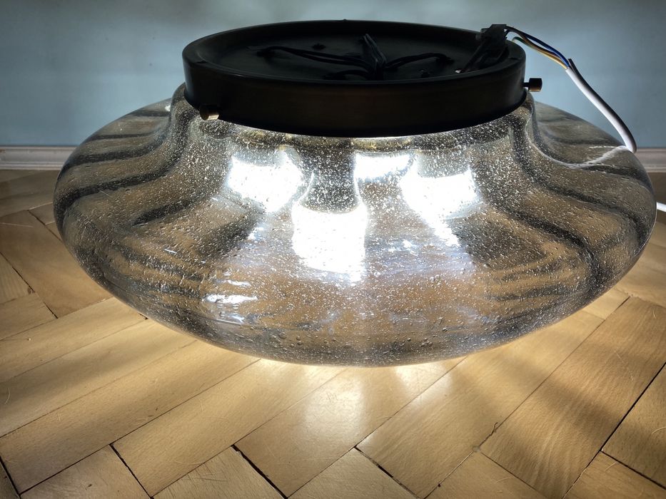 Месингова голяма стъклена лампа от Hillebrand Leuchten / 1970 г.