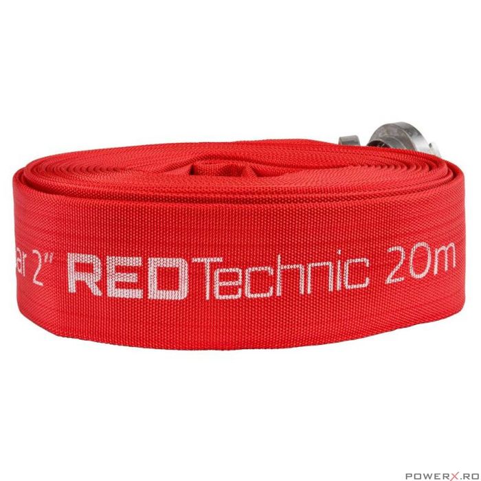 Furtun apa irigatii 2"20 metri, tip pompieri 8 bari, cu cuple, Red