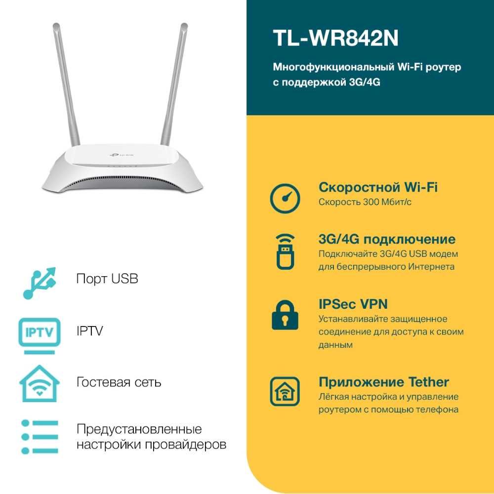 Роутер(Router) TP-Link TL-WR842N/N300 Многофункциональный роутер Wi-Fi