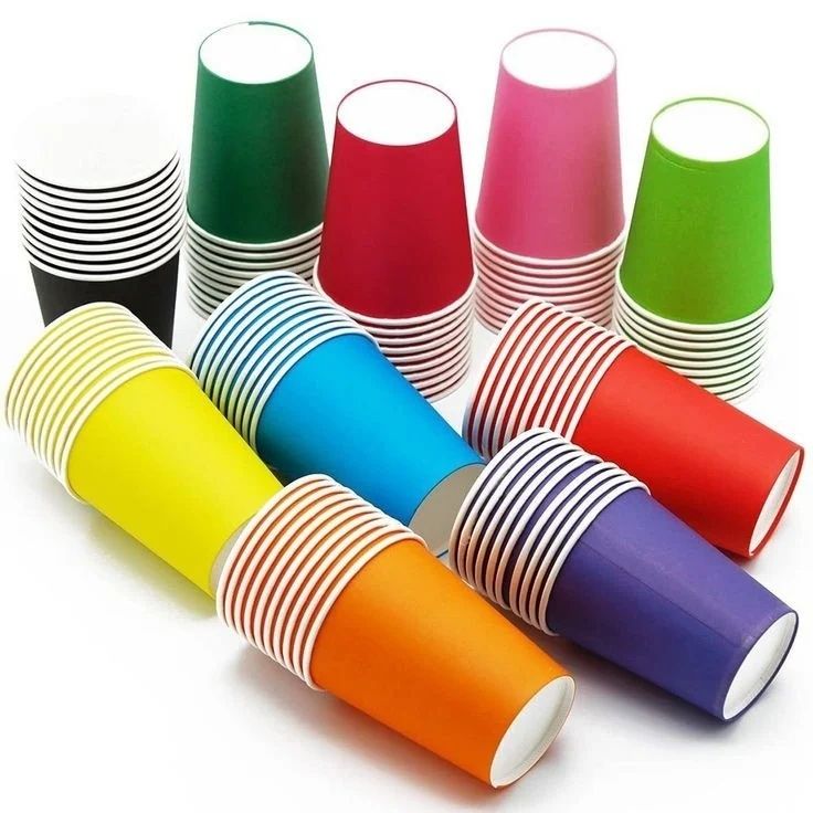 Бумажные стаканы 400мл, цветные, однотонные для горячих  напитков