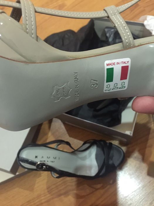 Sandale piele, marimea 37, gri si negru