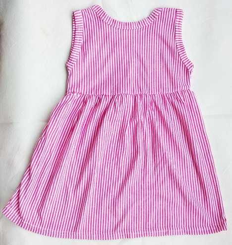Новое платье для девочки, белое с розовыми полосками, на 6-12 месяцев