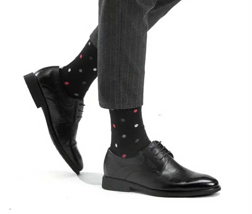 Памучни мъжки чорапи с десен, 5 броя, безшевни и с мек ластик