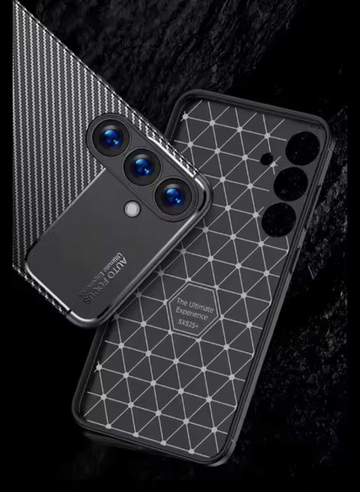 Set Samsung S24 S25 Plus / Ultra - Folie de Sticla + Husa Model Carbon