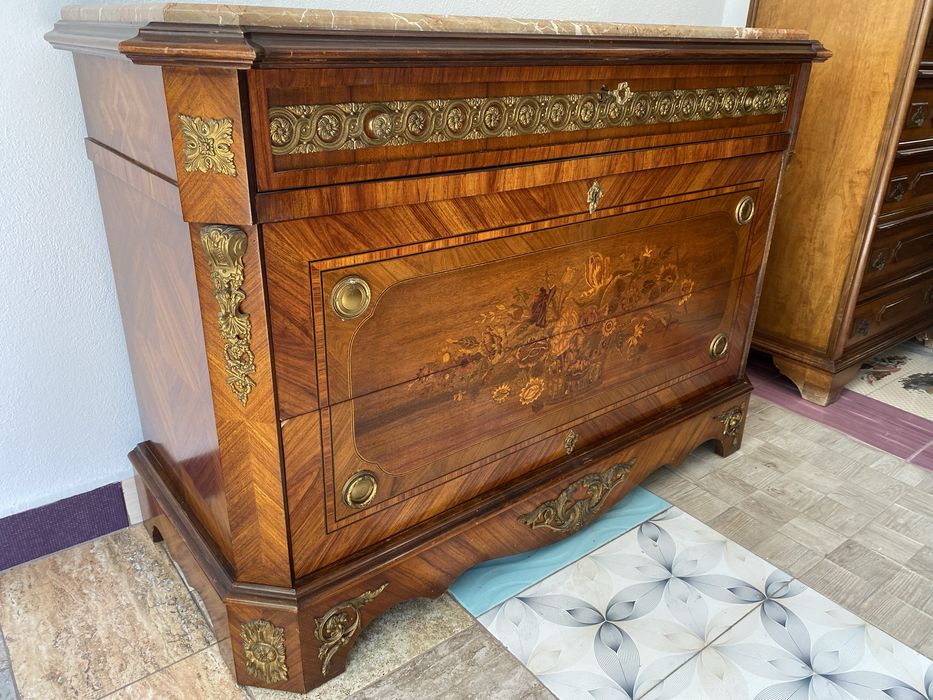 Comoda Servanta Bronz Marmura Lemn Masiv