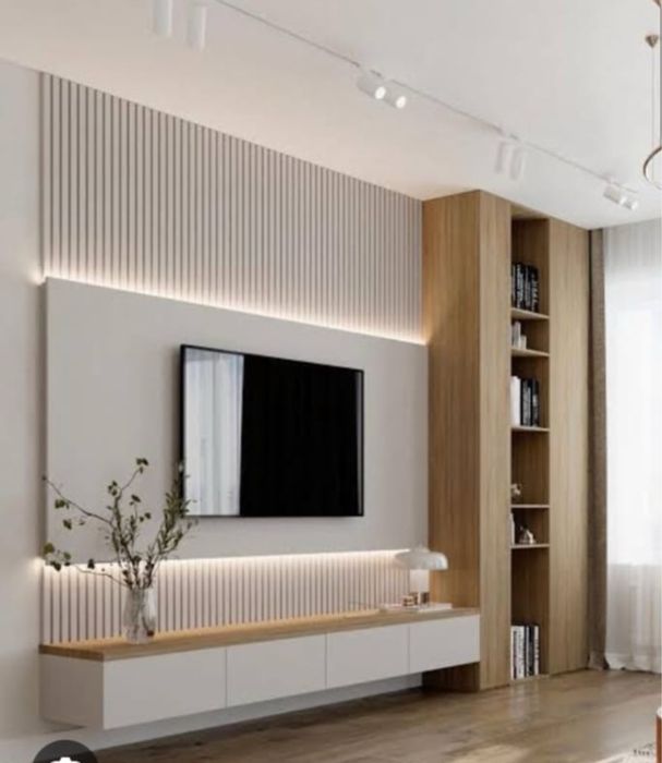 Установка бамбуковых панелей и гибких мраморов.