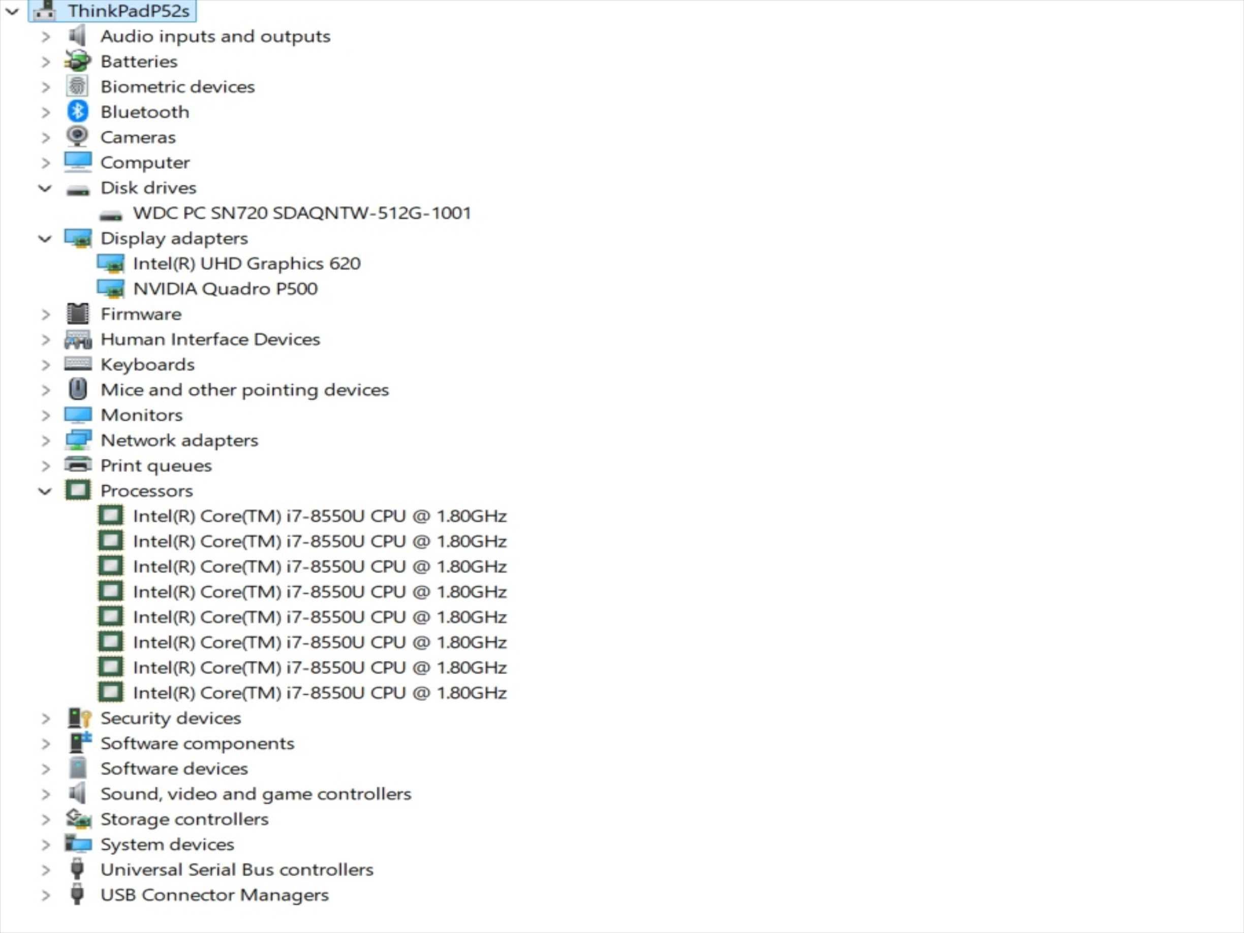 Мощен Лаптоп Lenovo Thinkpad P52s 15.6" i7-8550U/RAM16GB/SSD 512GB