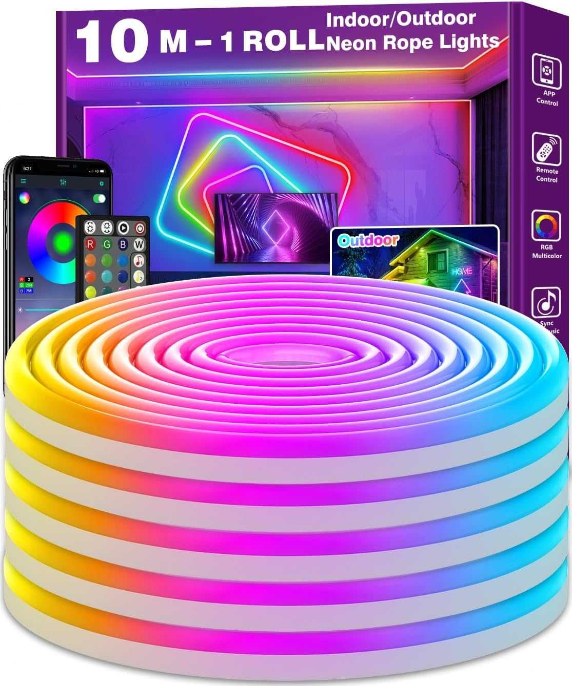 Banda Smart Neon LED RGB 6/10m, Music Sync + APP, REDUS de la 350RON