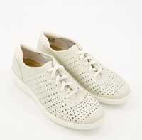 CLARKS White Leather Aster Trainers