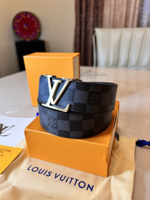 Curea Louis Vuitton Black Grid 115cm/Catarama Gold/Full Box
