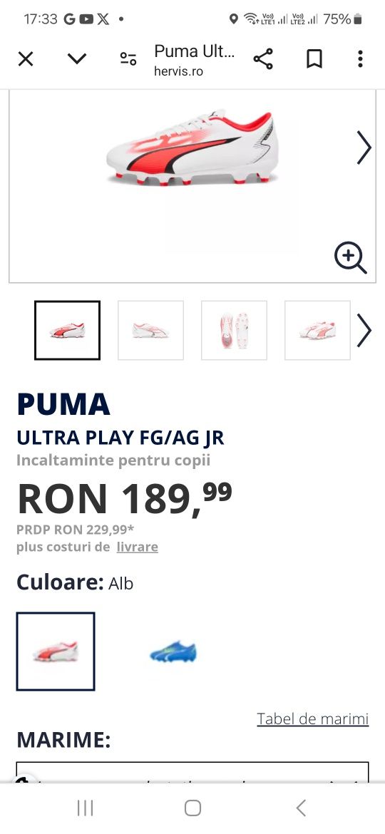 Puma Ultra crampoane marimea 37 interior 23 cm